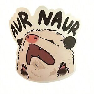 3-Inch 'AUR NAUR' PVC Sticker Waterproof & SunResistant Multicolor/3*2.75 Inches